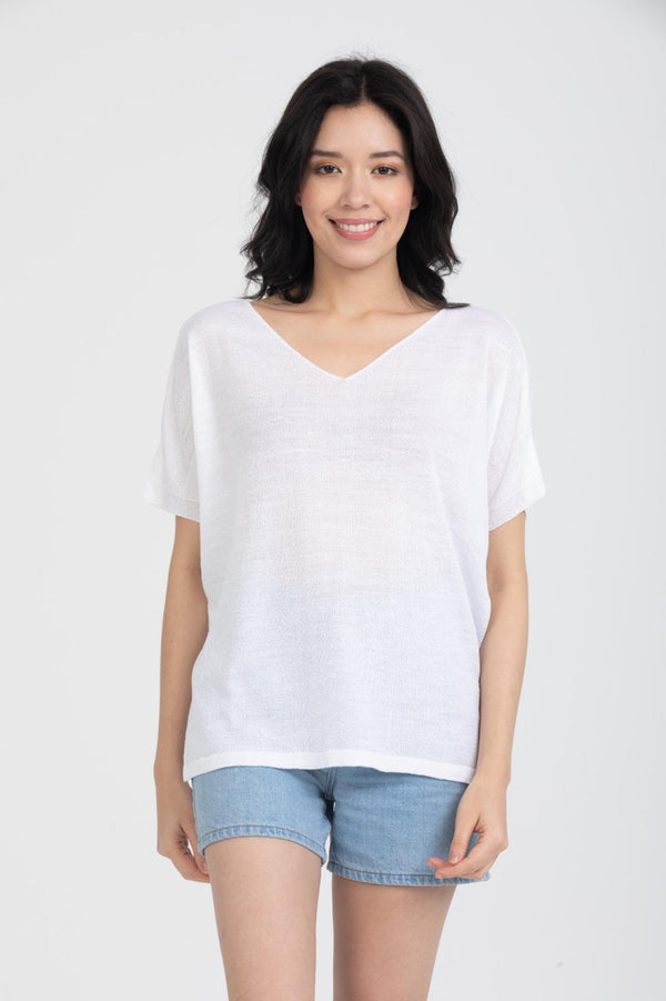 Toptan Triko Kazak Merserize V Yaka Basic Yumuşak Dokulu 6'lı Paket | 3347 - Beyaz