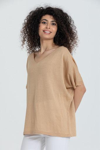 Toptan Triko Kazak Merserize V Yaka Basic Yumuşak Dokulu 6'lı Paket | 3347 - Camel